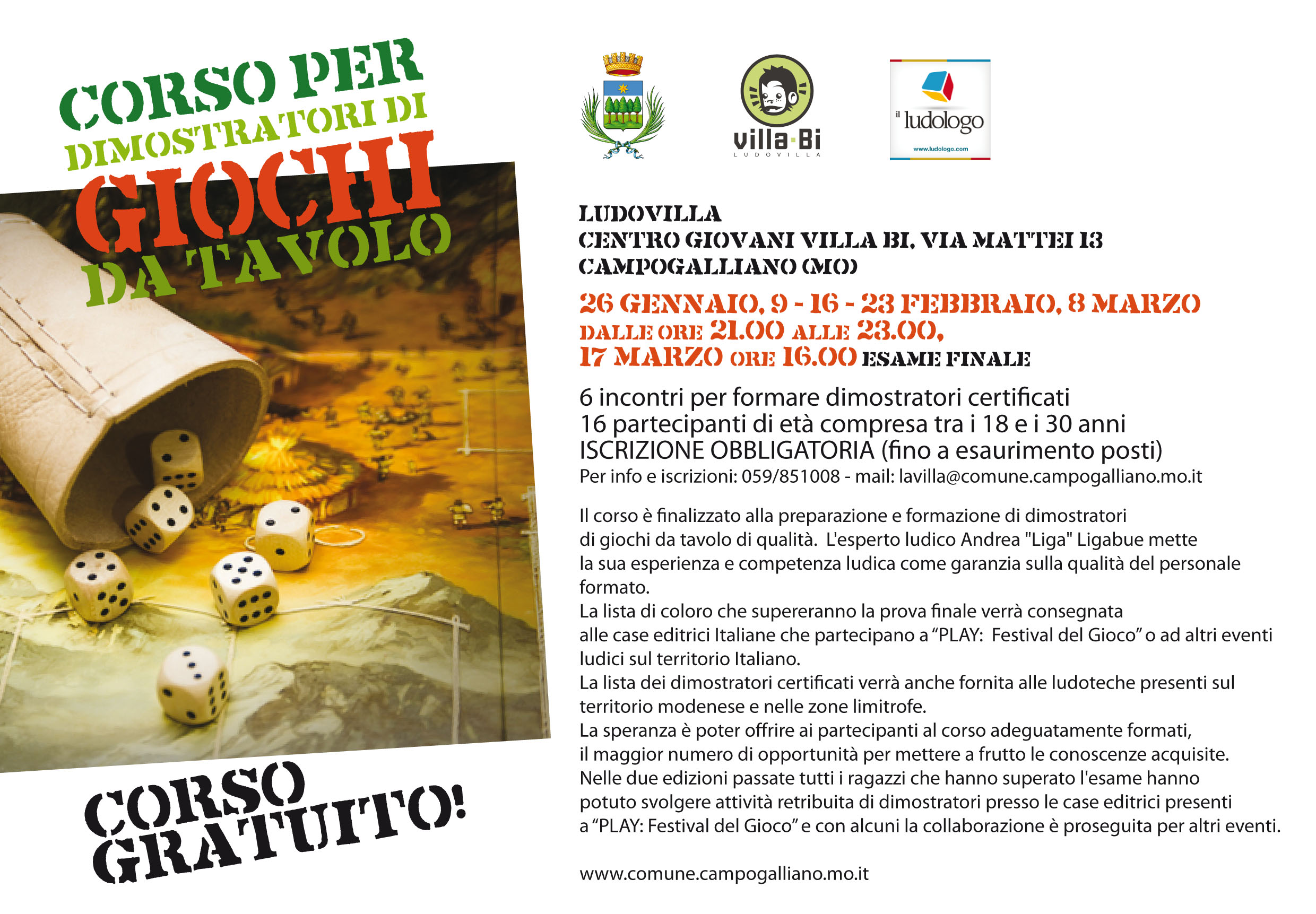 Corso per Dimostratori di Giochi da Tavolo 2012